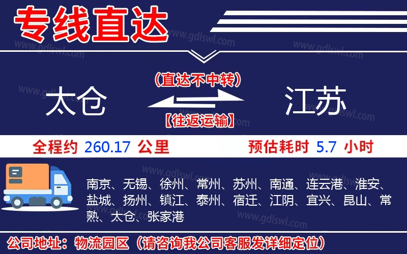 太倉(cāng)到江蘇物流公司